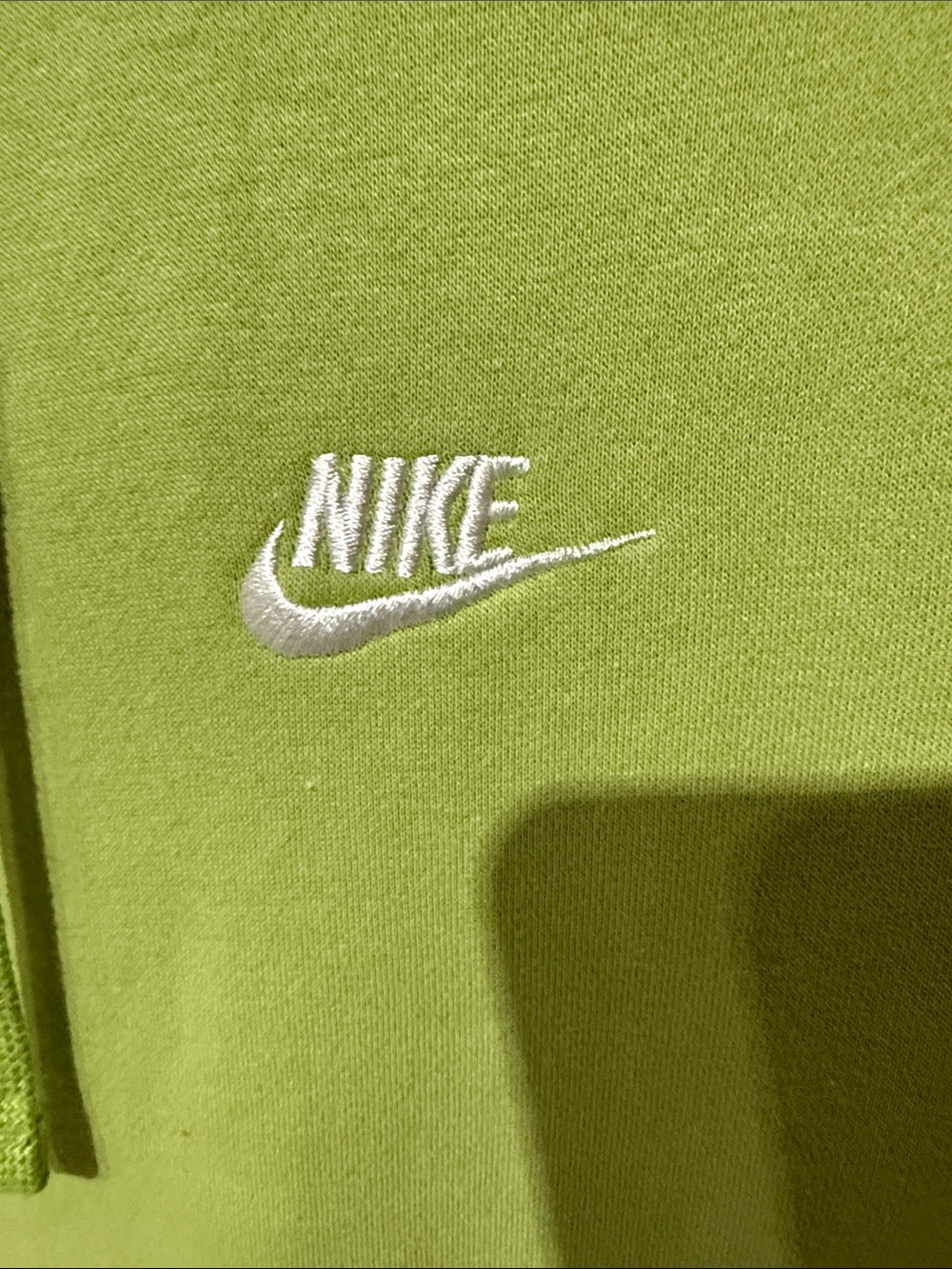 Nike Lime Green Crewneck Hoodie with White Embroidered Swoosh - Picture 4 of 6